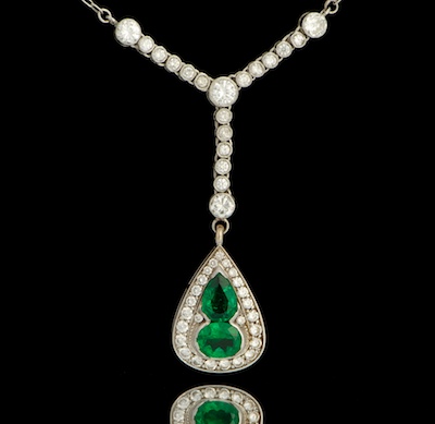 Platinum Emerald and Diamond Necklace 133116