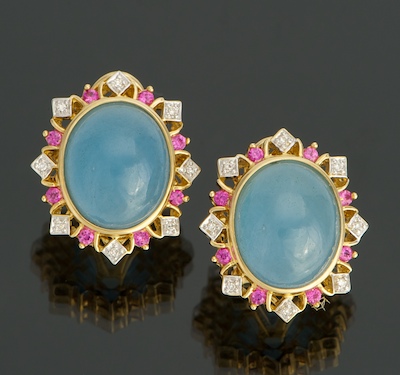 A Pair of Blue Jade Sapphire and 133126