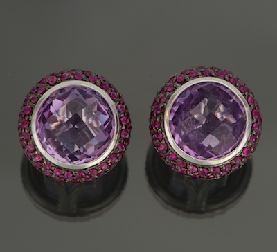 A Pair of Amethyst and Pink Sapphire
