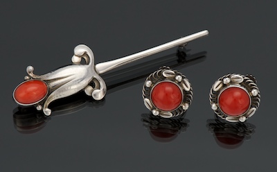 A Georg Jensen Sterling Silver and Coral