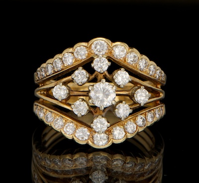A Ladies' Gold and Diamond Ring