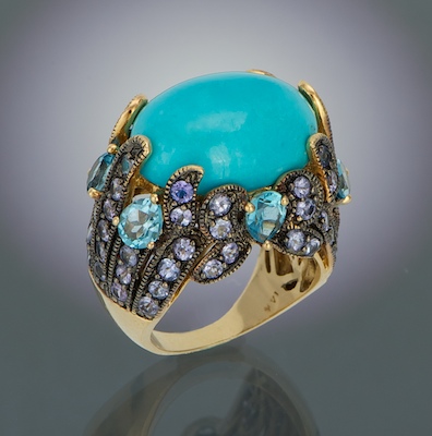 A Ladies Greek Turquoise Topaz 13313a
