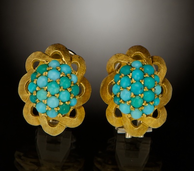 A Pair of 18k Gold and Turquoise 133137