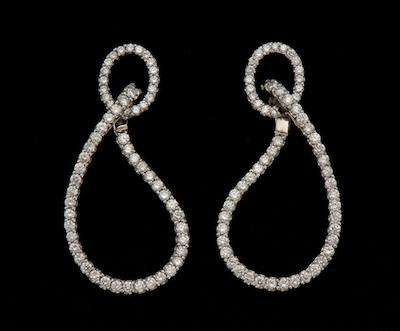 A Pair of Diamond Ear Drops 14k 13314f