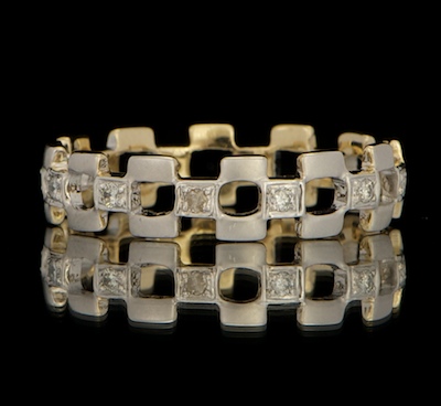 A Geometric Gold and Diamond Band 133152