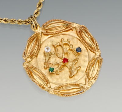 A Ladies' Gold Chain and Tree Pendant