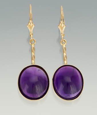 A Pair of Amethyst Cabochon Earrings 13318a