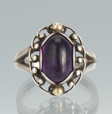 A Georg Jensen Silver Gold and Amethyst