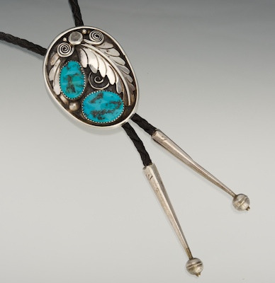 A Sterling Silver and Turquoise Bolo
