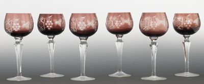 Six Wheel Cut Wine Goblets by Moser
