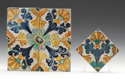 Five Spanish Glazed Ceramic Tiles Meneses
