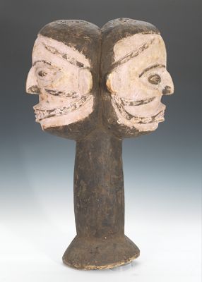 West African Wooden Janus Carving