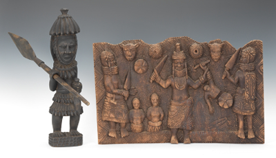 African Wooden Warrior Plaque and 13321d