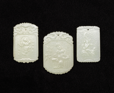 Three Chinese Jade Plaques Each