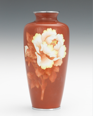 A Peony Flower Cloisonne Vase Iron rose