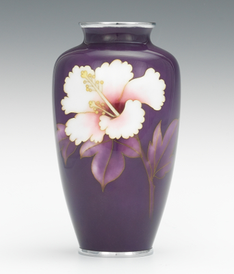 A Purple Cloisonne Vase with Flower