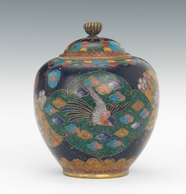 A Japanese Cloisonne Covered Jar Bulbous