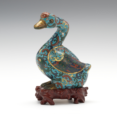 A Chinese Cloisonne Duck Container