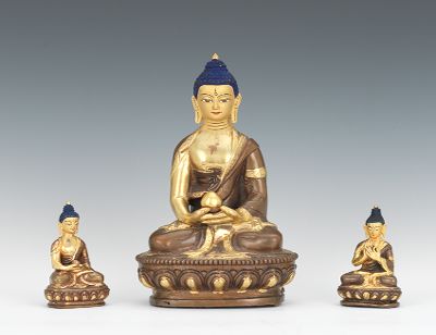 Three Sino-Tibetan Gilt Bronze