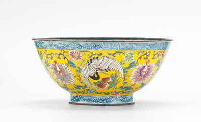 Chinese Enamel Bowl with Cranes 133257