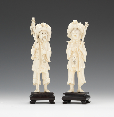 A Pair Ivory Figures of Fishermen