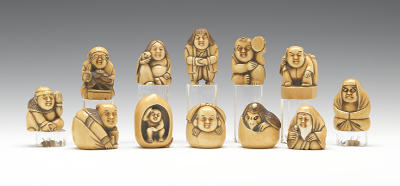 A Twelve Piece Set of Ivory Netsuke