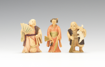 Three Carved and Polychromed Netsuke