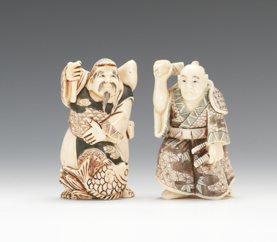 A Lot of Two Carved Ivory Figures 133271