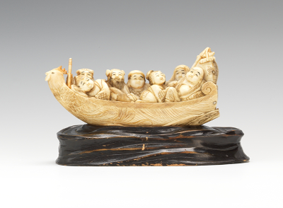 A Carved Ivory Figural of the Immortals