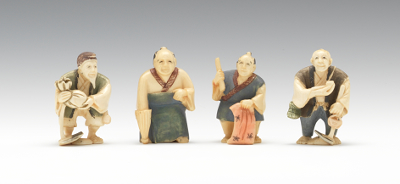 Four Carved Ivory Netsuke Beautifully