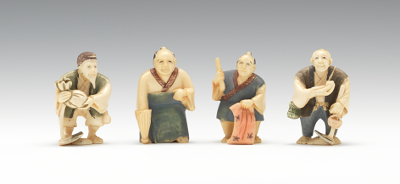 Four Carved Ivory Netsuke Beautifully 13326d