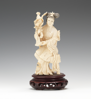 Carved Ivory Seated Maiden Figurine