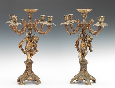 A Pair of Large Cast Metal Candelabra 13328d