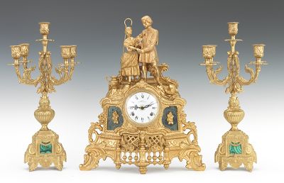 A Three Piece Clock Garniture Set 133296