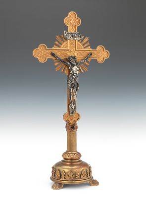 Cast Brass and Silver Gilt Cross Traditional