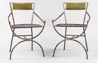 A Pair of Modern Wrought Iron Chairs