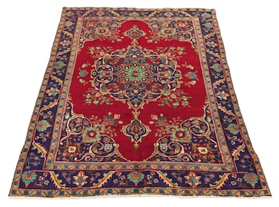 A Tabriz Area Carpet Bright red
