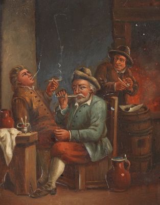 Unsigned Tavern Painting on Tin 1332d6