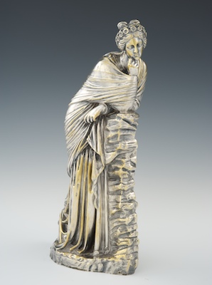 French Silver Plated Bronze Figure 19th