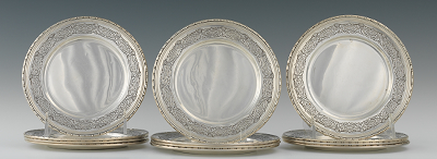 Twelve Sterling Silver Liner Plates 133373