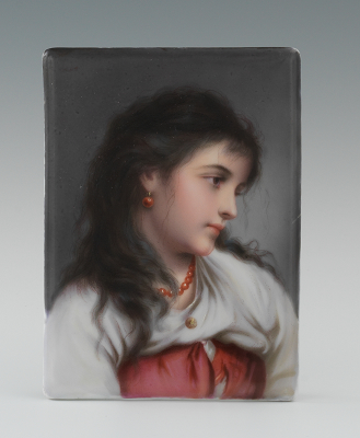 A Porcelain Portrait Tile of a Young