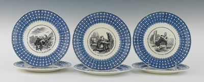 Six French Porcelain Story Plates 1333db