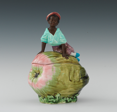 Boy on Fruit Majolica Covered Tobacco