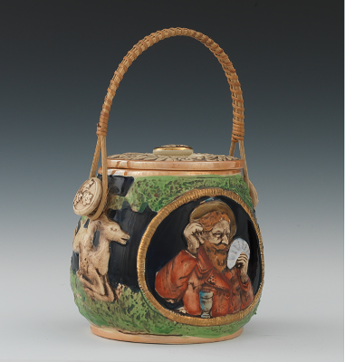 A Majolica Biscuit Barrel With 1333eb