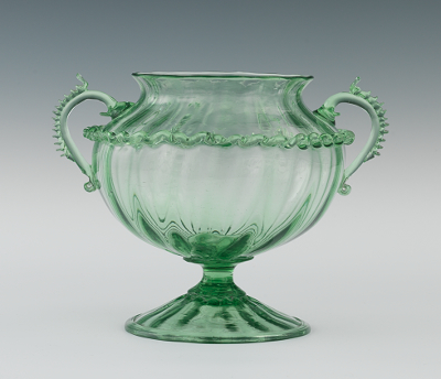 A Green Venetian Glass Vase Apprx  133426