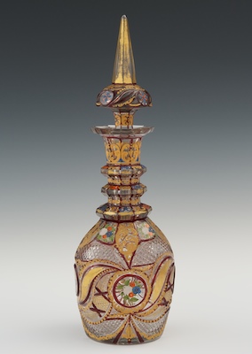 A Large Bohemian Cut Glass & Decorated