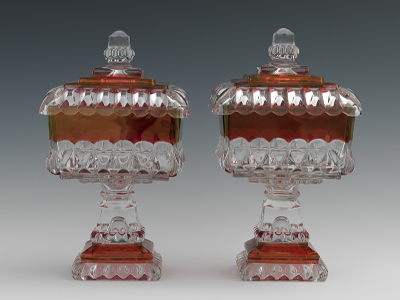 A Pair of Molded Glass Candy Dishes 133434