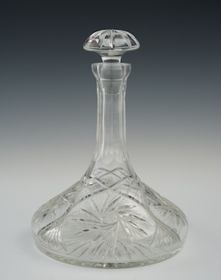 A Wheel Cut Ships Decanter With a starcut