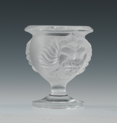 A Lalique Crystal Lion Mask Vase 133443