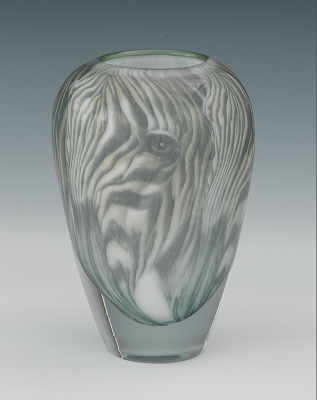A Heavy Cased Glass Vase Signed